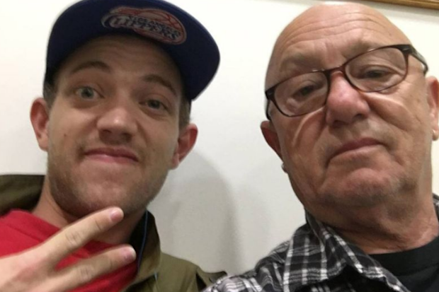 Liam Anderson (L) with his father Australian rocker Angry Anderson (R).