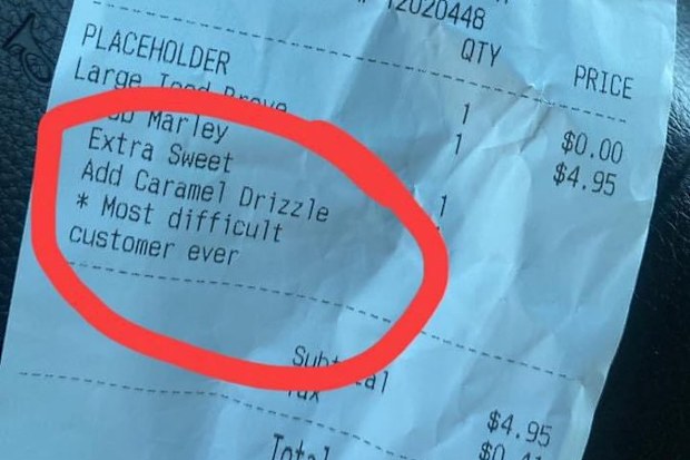 Deaf woman note on receipt 