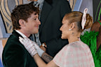 Ethan Slater, Ariana Grande at the "Wicked" Los Angeles Premiere at the Dorothy Chandler Pavilion on November 9, 2024 in Los Angeles, California. (Photo by Gilbert Flores/Variety via Getty Images)