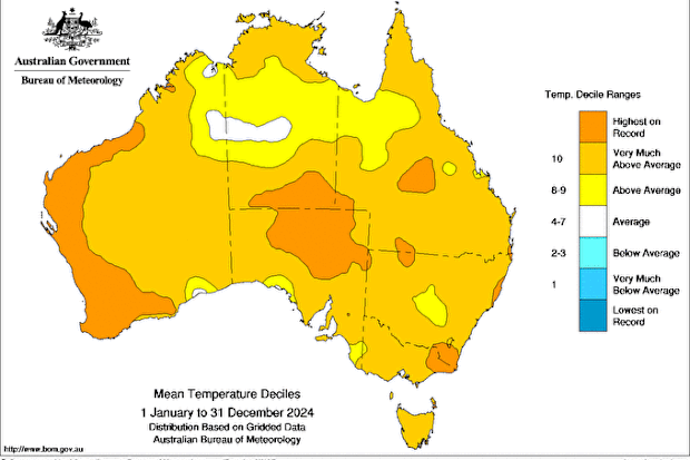 Large parts of Australia recorded their hottest year on record.