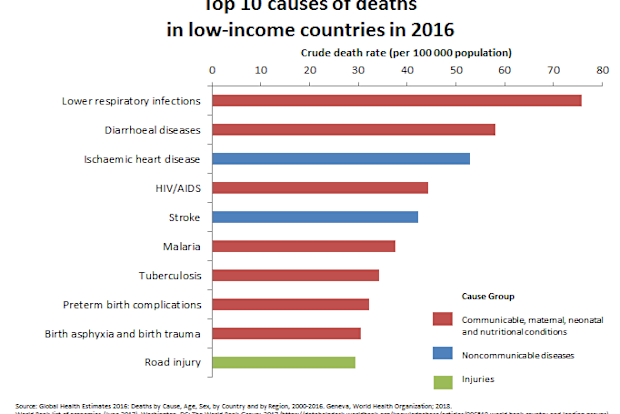 Malaria was listed as one of the Top 10 causes of death in low-income countries in 2016. 