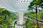 Singapore - January 7, 2024: Singapore Jewel Changi Airport. The Singapore Jewel Rain Vortex is the largest indoor waterfall in the world located inside the Jewal Changi Airport in Singapore.