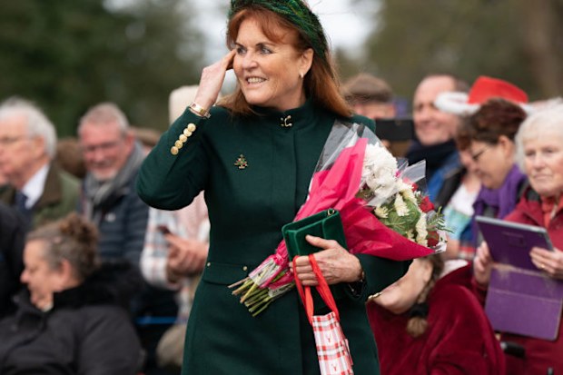 Sarah, Duchess of York, attending the Christmas Day morning church service at St Mary Magdalene Church in Sandringham, Norfolk. Monday December 25, 2023. 