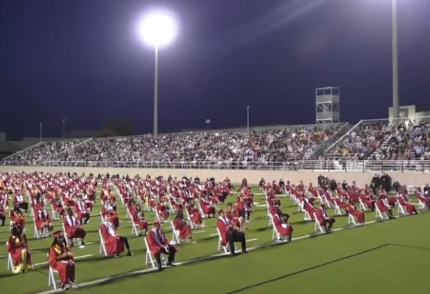 Students at Lake Highlands High School in Dallas, Texas, listening to Paxton Smith's speech. 