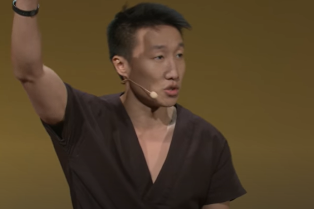 Hunter Lee Soik giving a Ted-Talk.