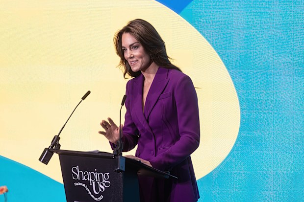 The Princess of Wales makes a key note speech at the Shaping Us National Symposium at The Design Museum in London.   