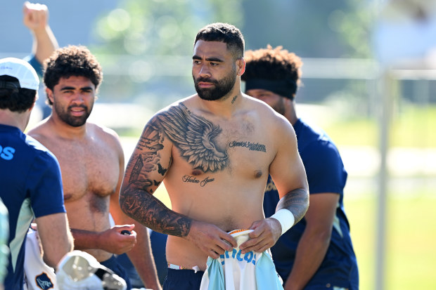 Lukhan Salakaia-Loto during a Wallabies training session at Ballymore Stadium.