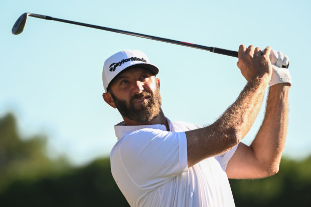 Dustin Johnson of 4Aces GC plays a shot from the fairway during day one of Liv Golf Adelaide at The Grange Golf Course on April 21, 2023 in Adelaide, Australia. (Photo by Asanka Ratnayake/Getty Images)