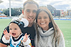 AFL star Jeremy Finlayson, partner Kellie Gardner and their daughter Sophia.