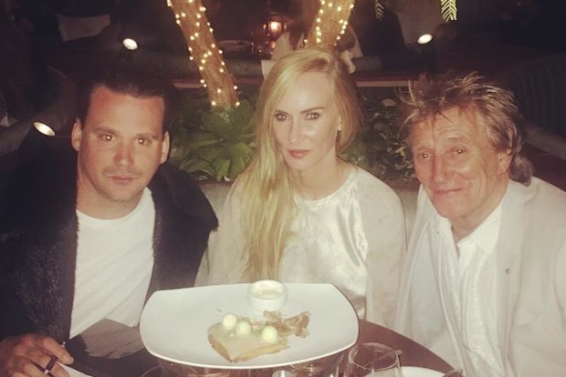 Kimberly Stewart with brother Sean and dad Rod Stewart.