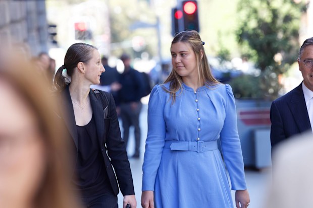 Brittany Higgins (right) with lawyer Theresa Ward arrives at the Perth Supreme Court 