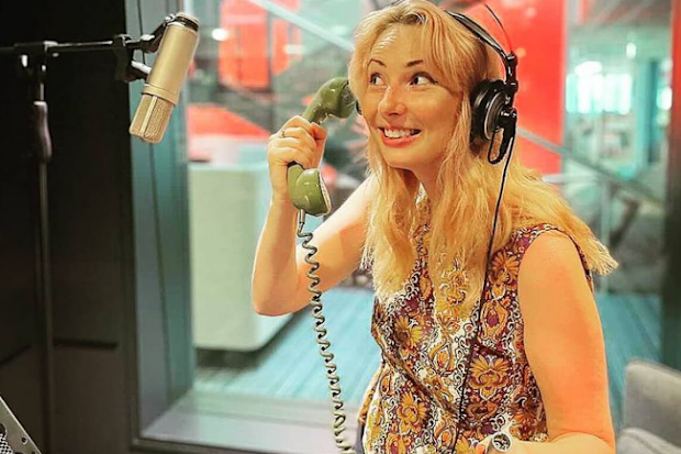 Kate Reynolds in a recording space.