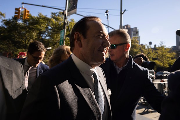 Actor Kevin Spacey arrives at court for the civil lawsuit trial, Thursday, Oct 6, 2022, in New York 