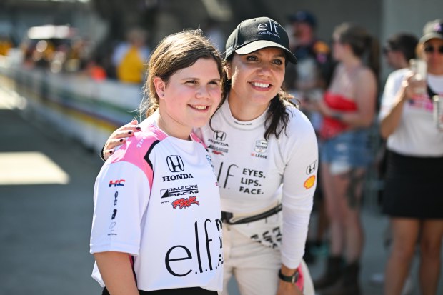 Katherine Legge with an IndyCar fan.