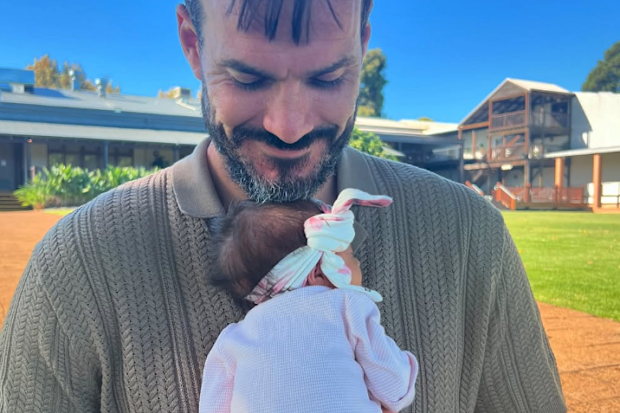 Locky Gilbert with his and Irena's daughter Ava.