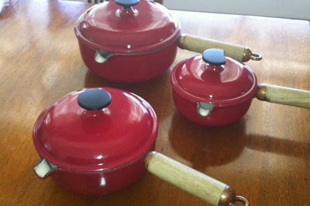 The saucepans Sandy Weir bought off eBay that sparked a long-term friendship with Julie in France.