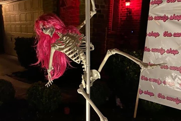 Stripper skeleton display for Halloween