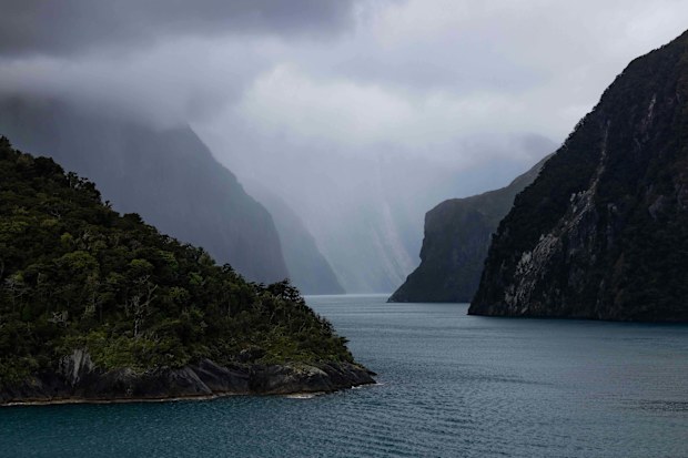 The eerie sight of Milford Sound in New Zealand.