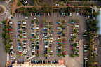Top down aerial view of a half full car park, Sydney, Australia