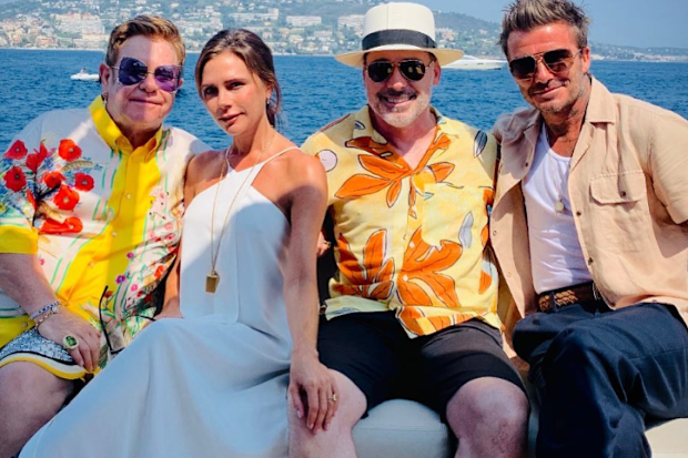 Elton John and David and Victoria Beckham