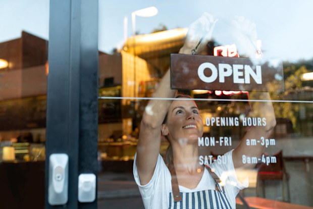 Cafe worker stock image