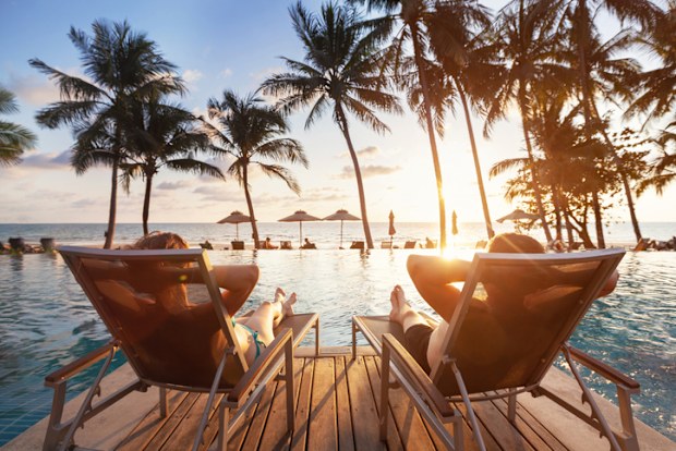 Couple luxury resort holiday