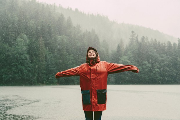 Woman raining holiday