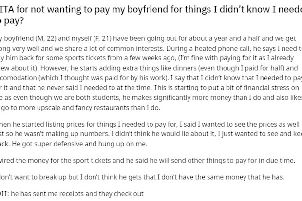 Woman confused about payment request