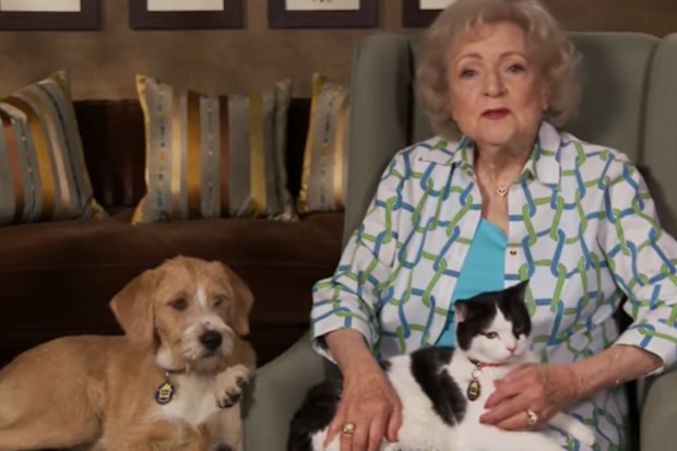 Betty White with her cat and dog