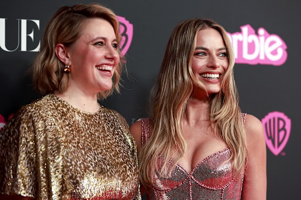 SYDNEY, AUSTRALIA - JUNE 30: Greta Gerwig (L) and Margot Robbie attend the "Barbie" Celebration Party at Museum of Contemporary Art on June 30, 2023 in Sydney, Australia. "Barbie", directed by Greta Gerwig, stars Margot Robbie, America Ferrera and Issa Rae, and will be released in Australia on July 20 this year. (Photo by Hanna Lassen/Getty Images)