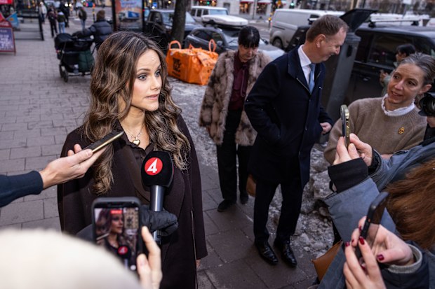 STOCKHOLM, SWEDEN - FEBRUARY 10: Princess Sofia, Duchess of Varmland, speaks with the press when arriving at the Ctrl + Rights Youth Summit at The Intiman Theater on February 10, 2026 in Stockholm, Sweden. The Ctrl + Rights Youth Summit takes place annually to align with Safe Internet Day, focusing on safe internet use and digital rights for children. (Photo by Michael Campanella/Getty Images)