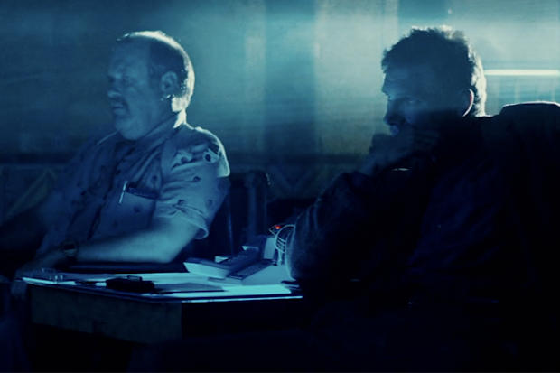 M. Emmet Walsh (left) and Harrison Ford (right) in Blade Runner.
