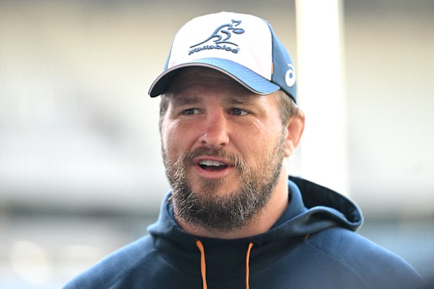 James Slipper of the Wallabies speaks to media at Marvel Stadium.