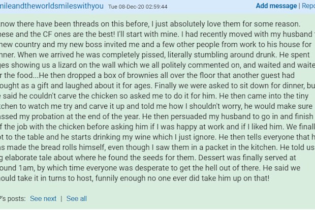 The woman has shared her story on Mumsnet.