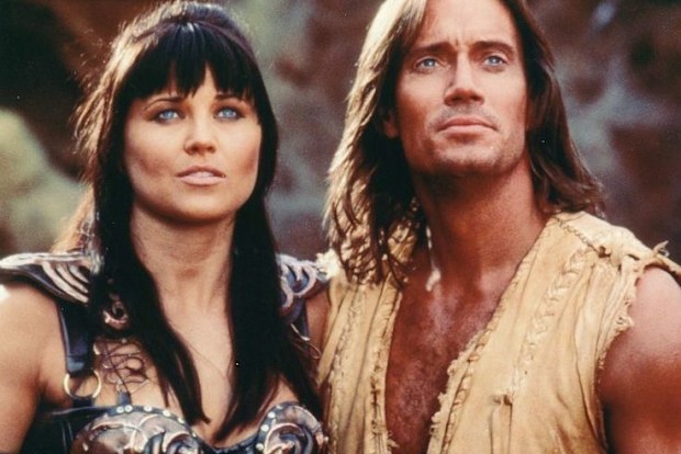 Lucy Lawless as Xena Warrior Princess and Kevin Sorbo as Hercules