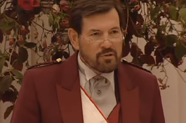 John Donaldson speaks at the wedding reception of his daughter Crown Princess Mary at Fredensborg Palace on May 14, 2004.