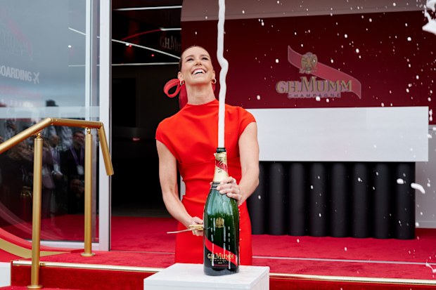Emma McKeon kicks off the Melbourne Cup Carnival at the G.H.Mumm marquee at The Birdcage.