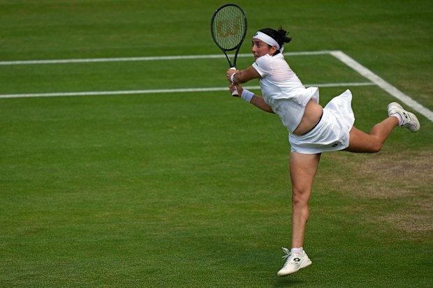 Tunisia's Ons Jabeur in her semifinal against Tatjana Maria at Wimbledon. Photo: Alastair Grant