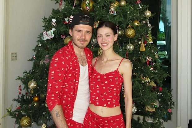 Brooklyn Beckham and his wife at Christmas 