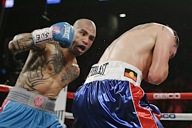 <b>Australian boxer Daniel Geale has been knocked out in a brutal loss to WBC middleweight champion Miguel Cotto.</b><br/><br/>Geale went into the bout with a height and weight advantage and a longer reach but it matter little with Cotto proving too powerful.<br/><br/>The Puerto Rican fighter knocked Geale down twice before finishing the bout with 2:28 left in the fourth round.<br/><br/>The loss was Geale's third in his past five fights and, from the following images, was one of his most painful.<br/>