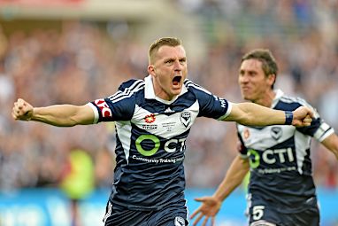 Besart Berisha wheeled away after scoring the opening goal.