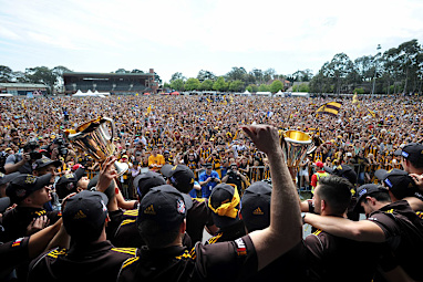 The Hawk's spiritual home at Glenferrie Oval was a sea of brown and gold for fans day.