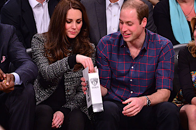 The royal couple had earlier shared popcorn as they watched LeBron in action.