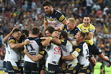 The kick sparked wild scenes amongst the Cowboys. (AAP)