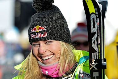She was all smiles as she returned to the slopes.