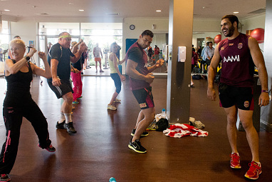 The star centre was incredibly relaxed in front of the fans. (Getty)