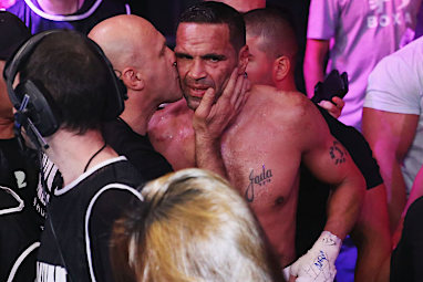 He said afterwards that he wasn't hurt and that he wanted to continue.