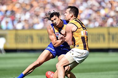 <b>Hawthorn have confirmed their reputation as one of the greatest teams ever with a third straight AFL premiership after a crushing grand final victory over West Coast. </b><br/><br/>Cyril Rioli starred for Hawthorn as the Hawks completely outplayed the wasteful Eagles in record heat, with the mercury hitting 30.8 degrees in the second quarter.<br/><br/>The 107.61 victory meant Hawthorn became just the fourth team in VFL/AFL history to win three consecutive grand finals. <br/><br/><br/><br/>