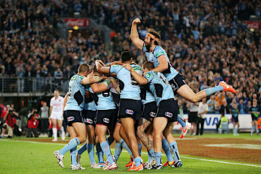 Aaron Woods got some serious airtime in the celebration.