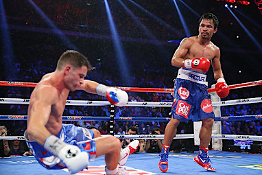 One shot left sending him sprawling across the ring.